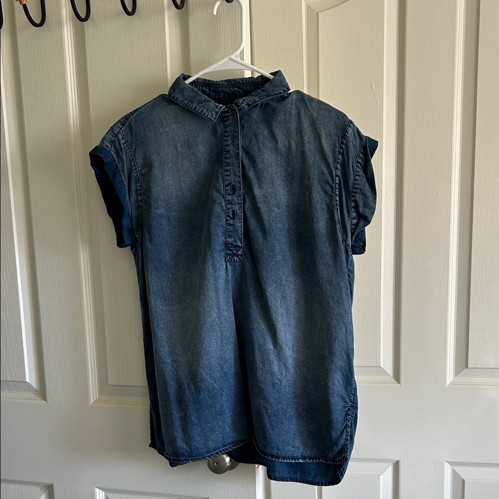 Orvis Dark Blue Button Down Shirt Short Sleeves